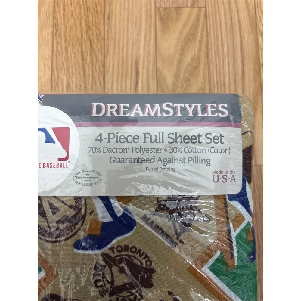Vintage‎ 1991 MLB DreamStyles Baseball Team Logo 4 Piece Full Sheet Set New